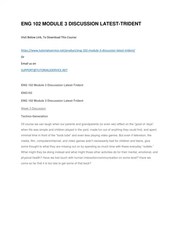 eng 102 module 3 discussion latest trident