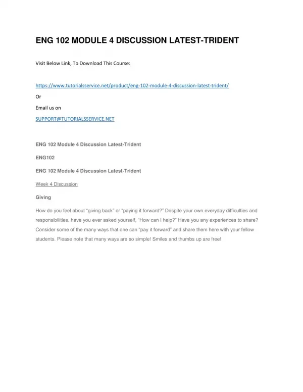 eng 102 module 4 discussion latest trident