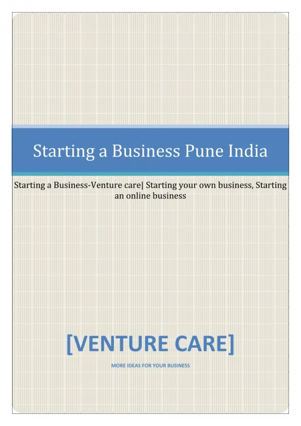 Starting a Business-Venture care| Starting your own business, Starting an online business