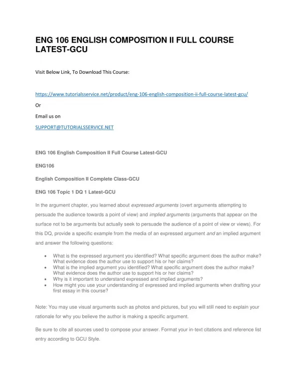 eng 106 english composition ii full course latest