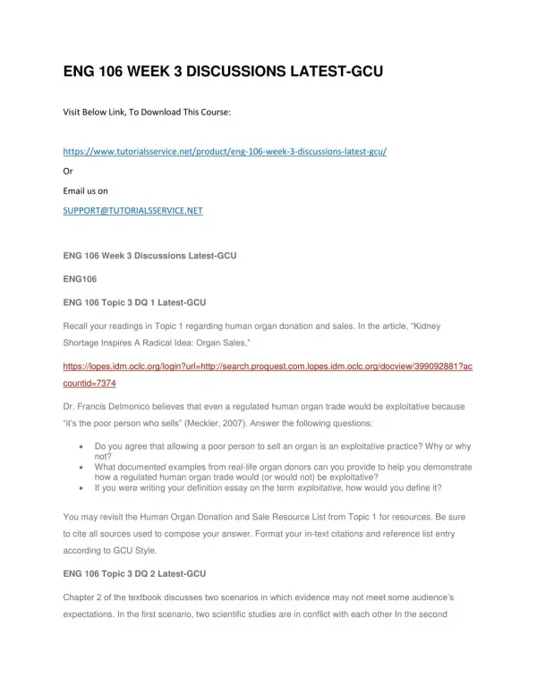 eng 106 week 3 discussions latest gcu