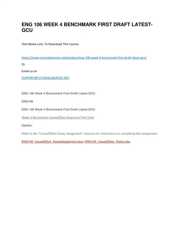 eng 106 week 4 benchmark first draft latest gcu