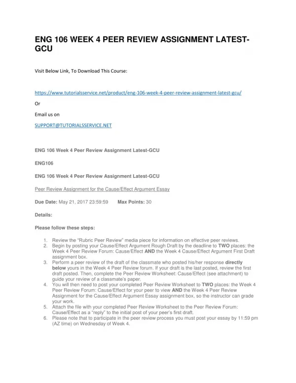 eng 106 week 4 peer review assignment latest gcu