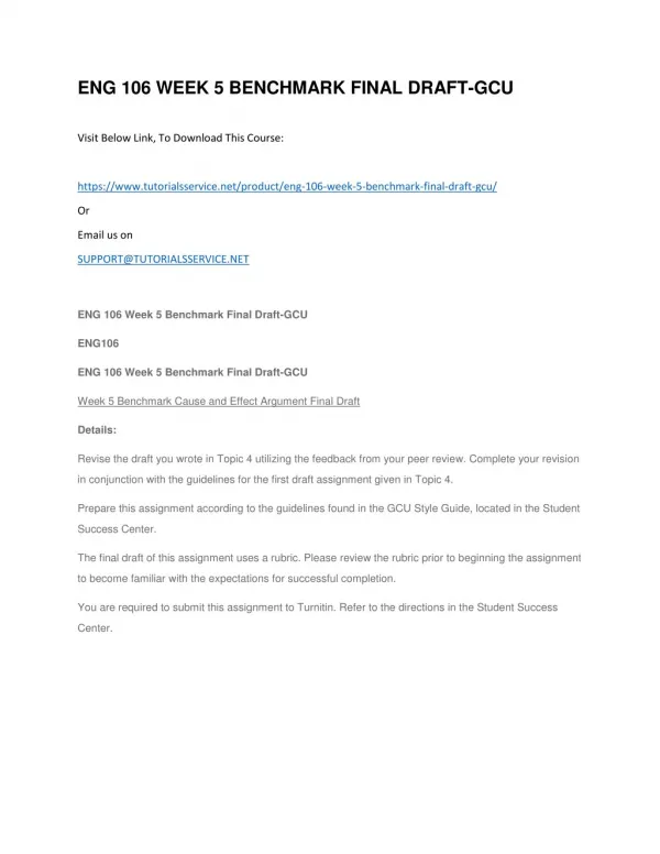 eng 106 week 5 benchmark final draft gcu