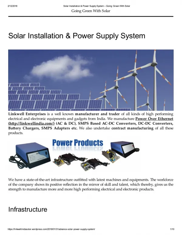 Solar Installation & Power Supply System