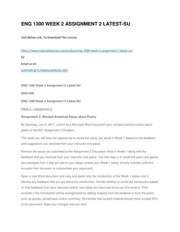 eng 1300 week 2 assignment 2 latest su