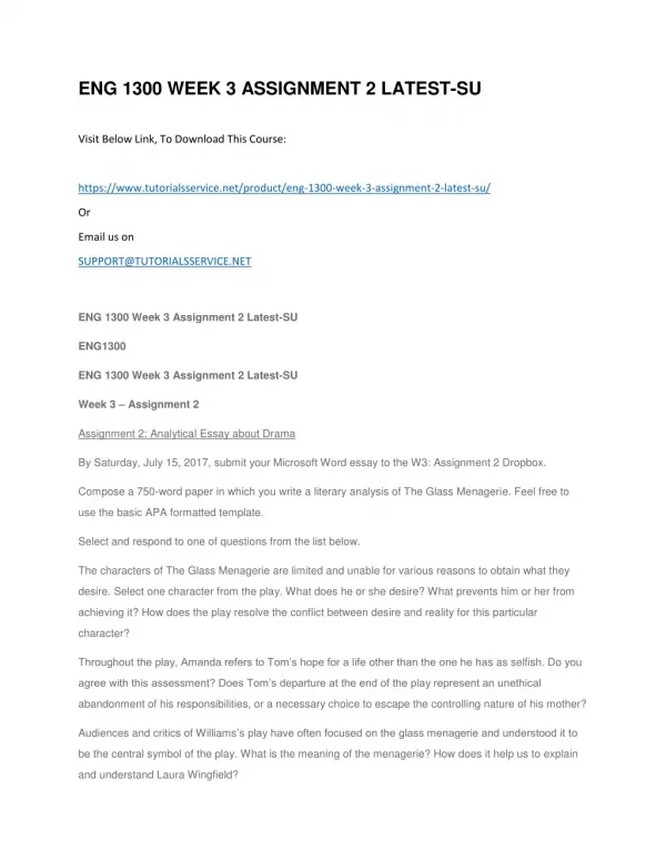 eng 1300 week 3 assignment 2 latest su
