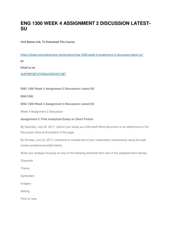 eng 1300 week 4 assignment 2 discussion latest su