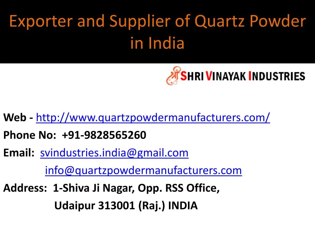 exporter and supplier of quartz powder in india