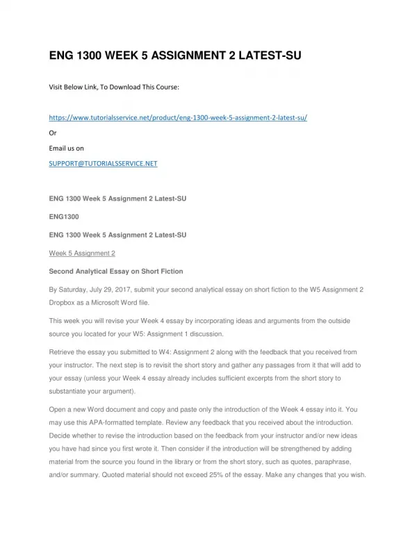 eng 1300 week 5 assignment 2 latest su