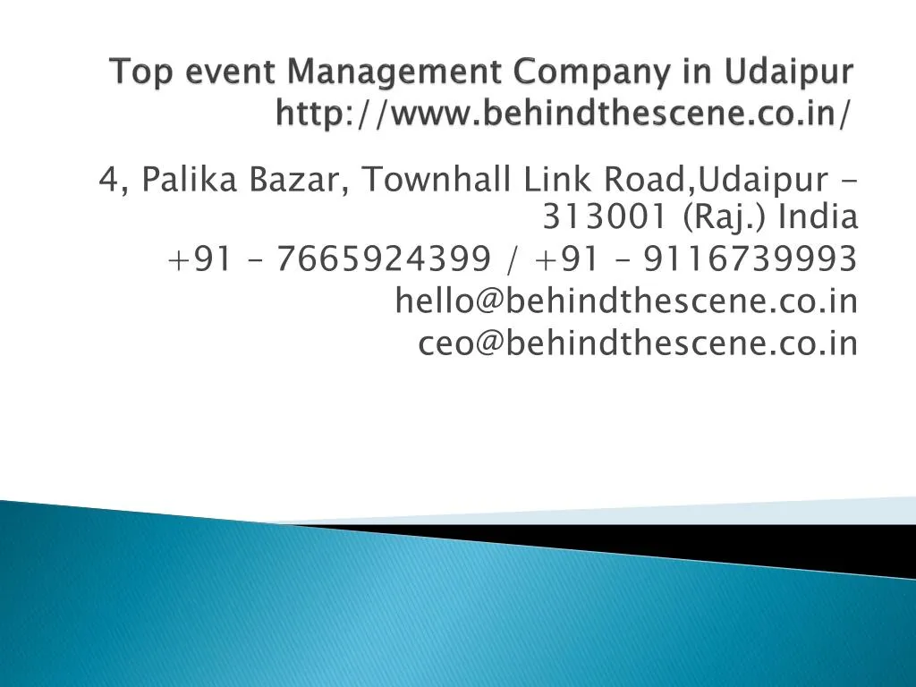 top event management company in udaipur http www behindthescene co in