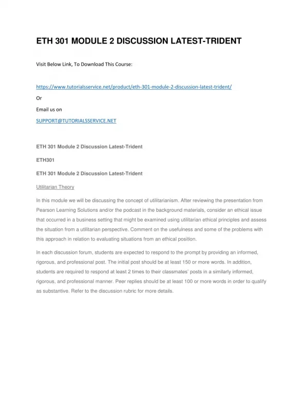 eth 301 module 2 discussion latest trident