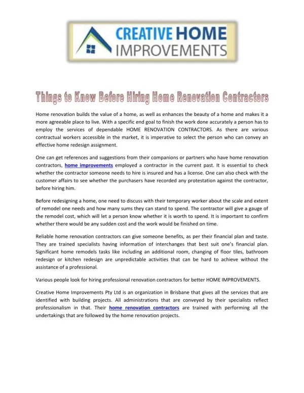 Things to Know Before Hiring Home Renovation Contractors