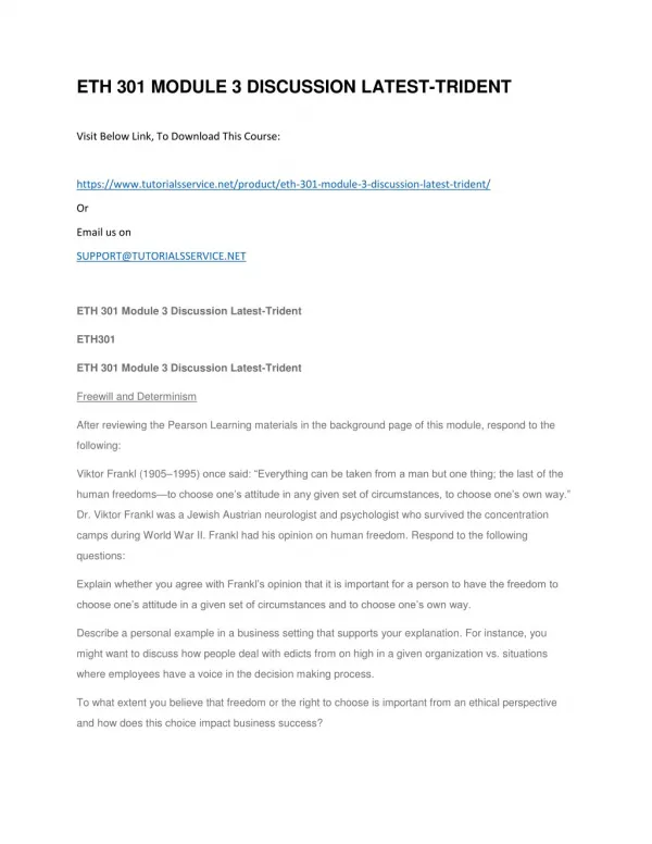 eth 301 module 3 discussion latest trident