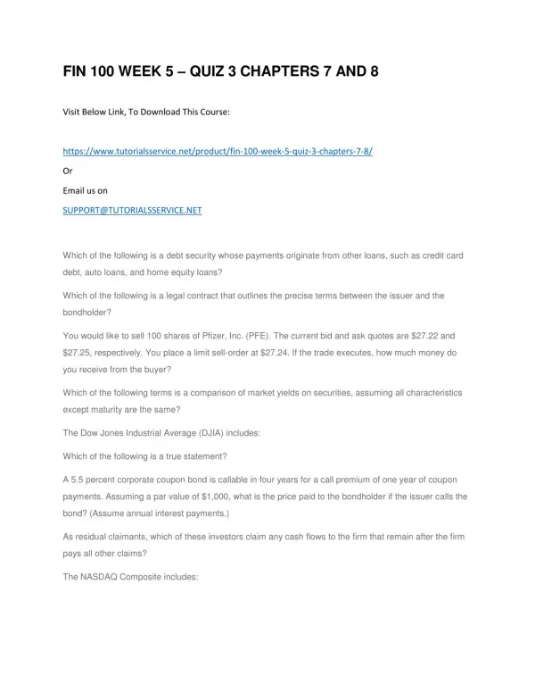 fin 100 week 5 quiz 3 chapters 7 and 8