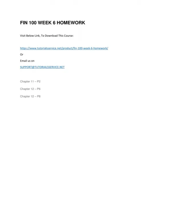 fin 100 week 6 homework