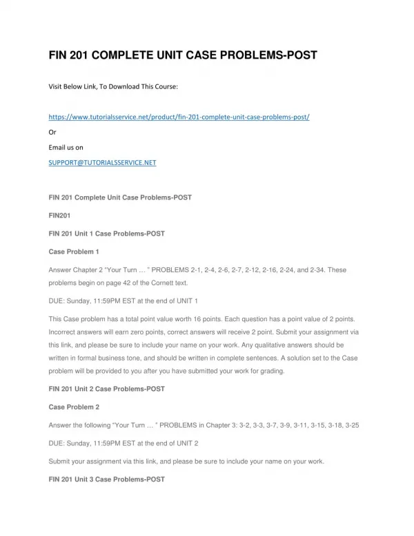 fin 201 complete unit case problems post