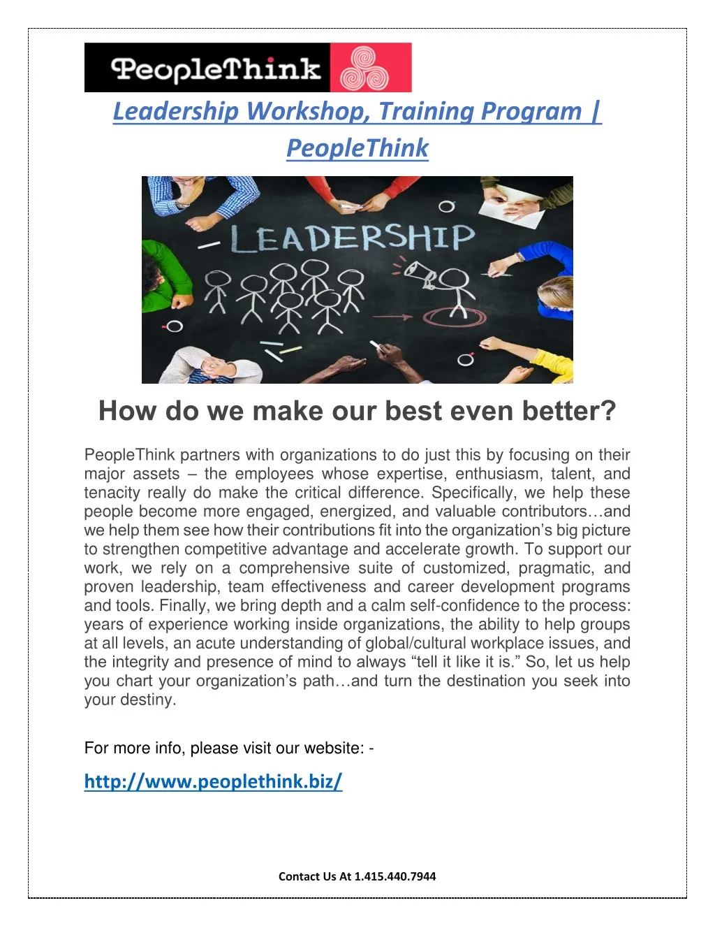 leadership workshop training program peoplethink