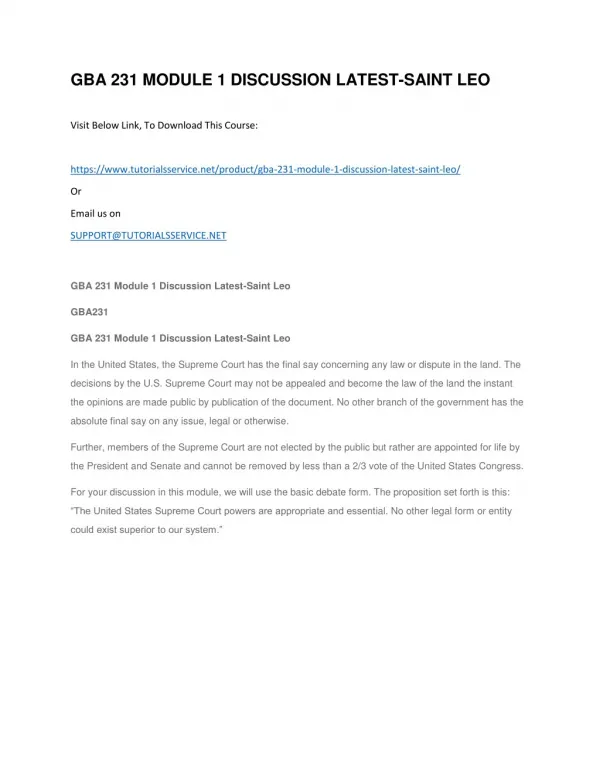 gba 231 module 1 discussion latest saint leo