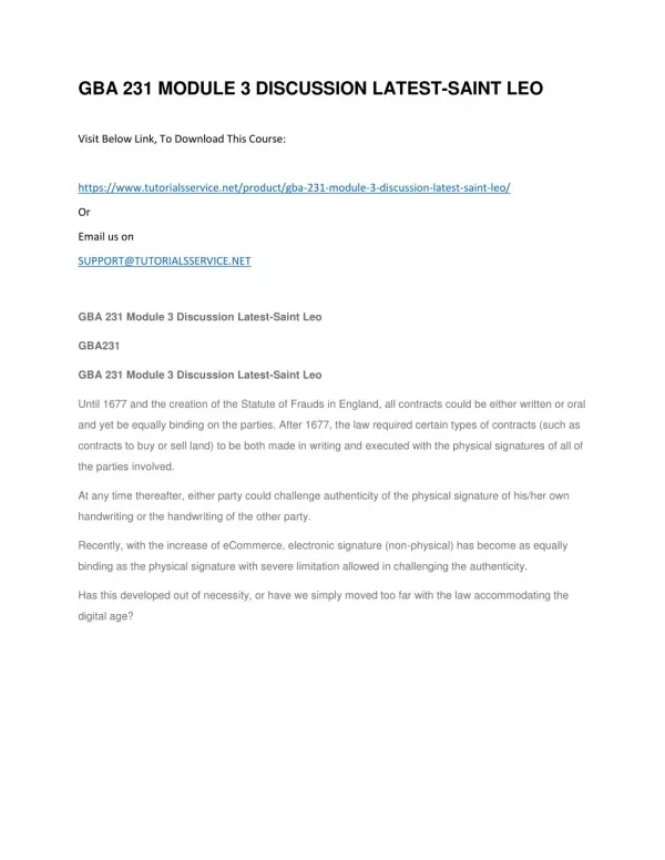 gba 231 module 3 discussion latest saint leo