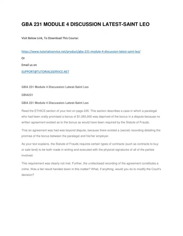 gba 231 module 4 discussion latest saint leo
