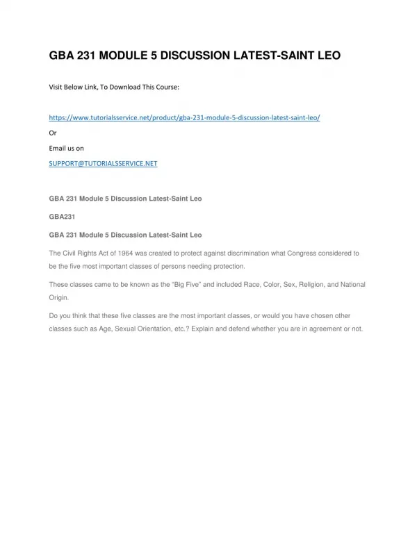 gba 231 module 5 discussion latest saint leo