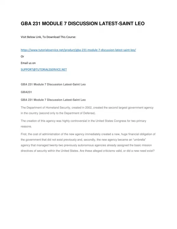 gba 231 module 7 discussion latest saint leo