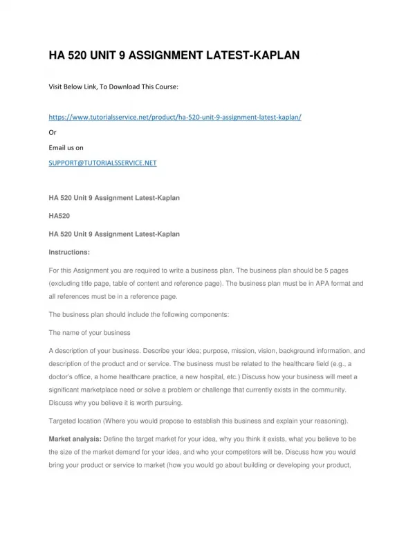 ha 520 unit 9 assignment latest kaplan