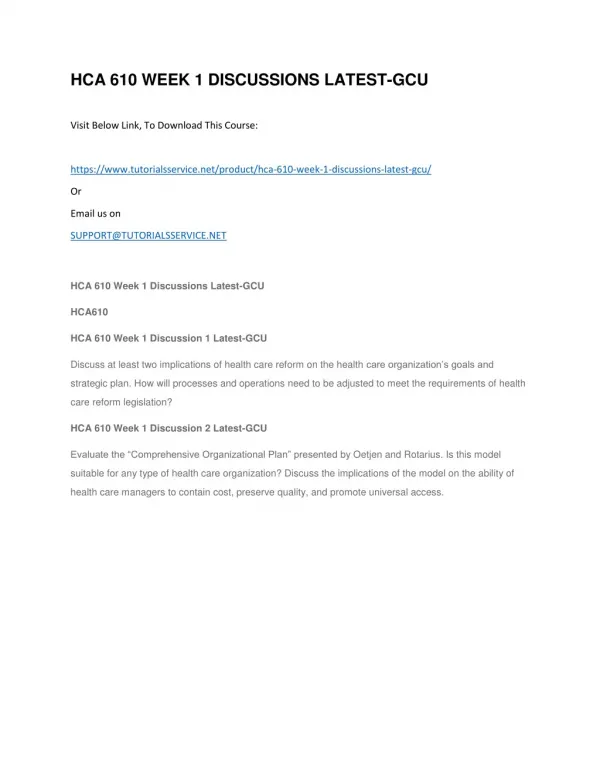 hca 610 week 1 discussions latest gcu