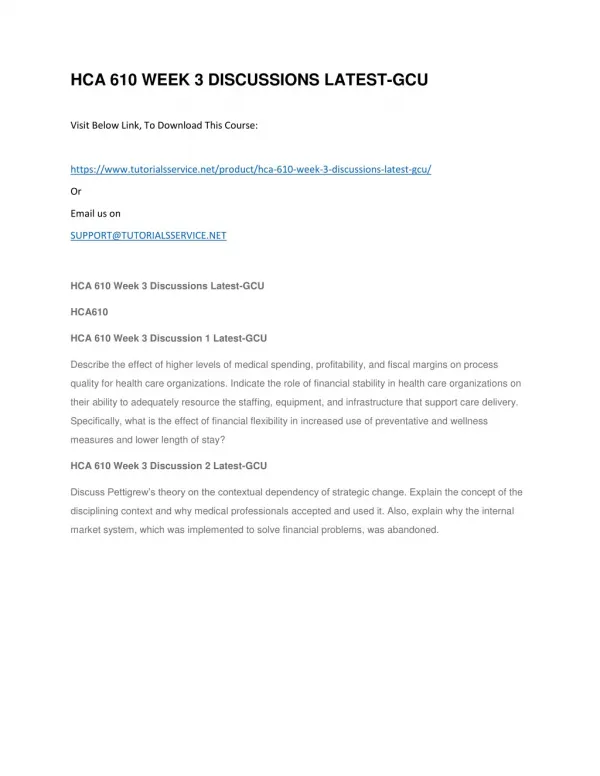 hca 610 week 3 discussions latest gcu
