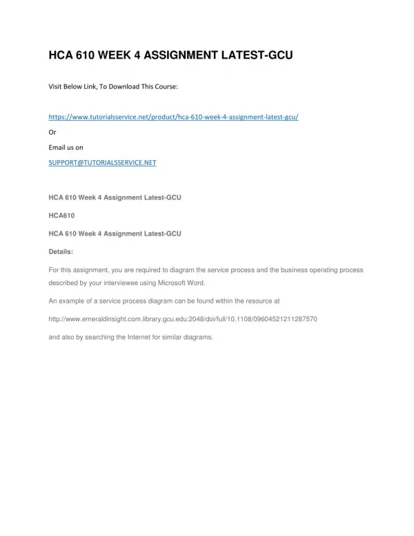 hca 610 week 4 assignment latest gcu