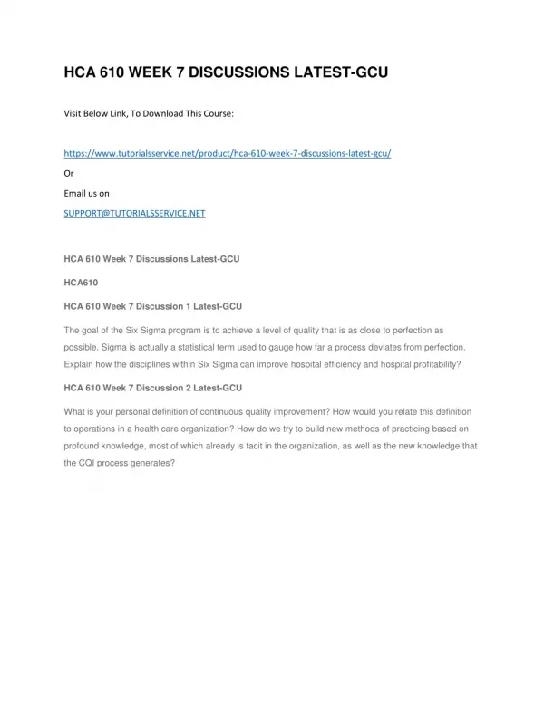 hca 610 week 7 discussions latest gcu