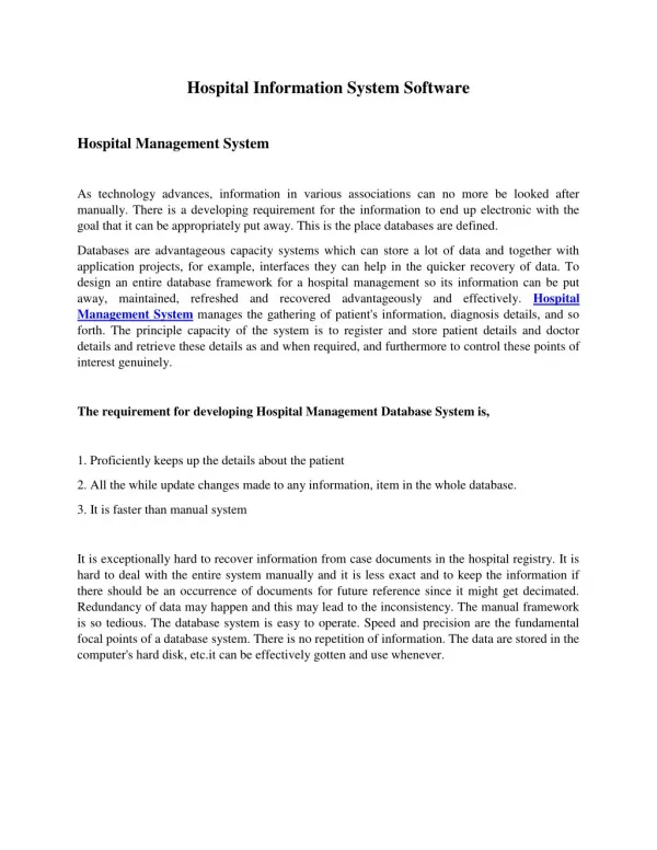 Hospital Management System Software PDF