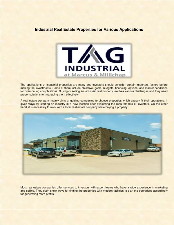 Industrial real estate specialists in Dallas