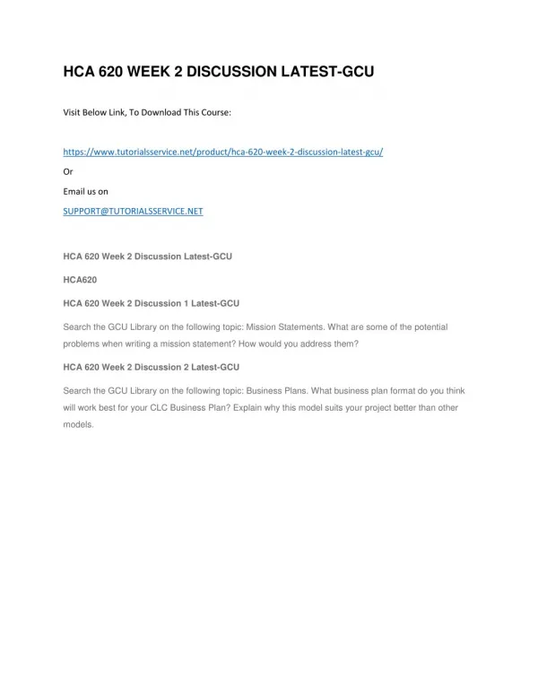 hca 620 week 2 discussion latest gcu