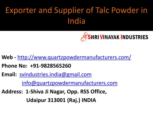 Exporter and Supplier of Talc Powder in India