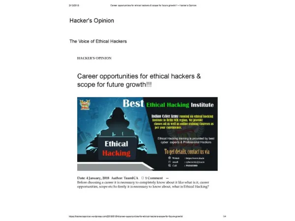 Career opportunities for ethical hackers & scope for future growth!!