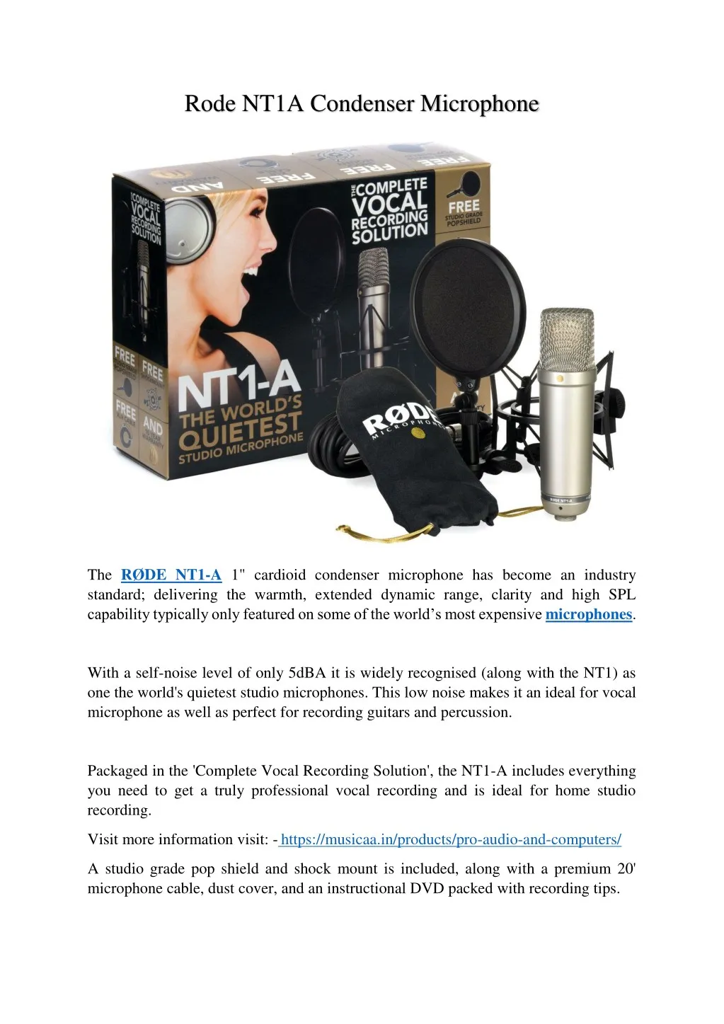 rode nt1a condenser microphone