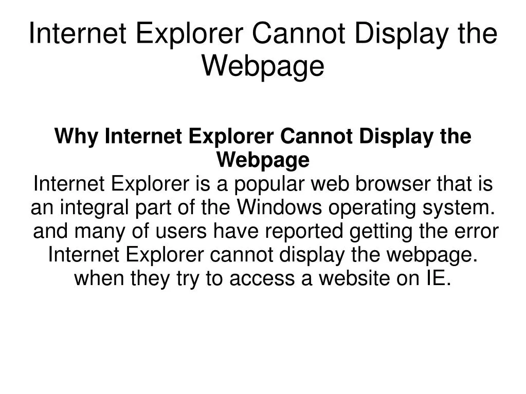 internet explorer cannot display the webpage