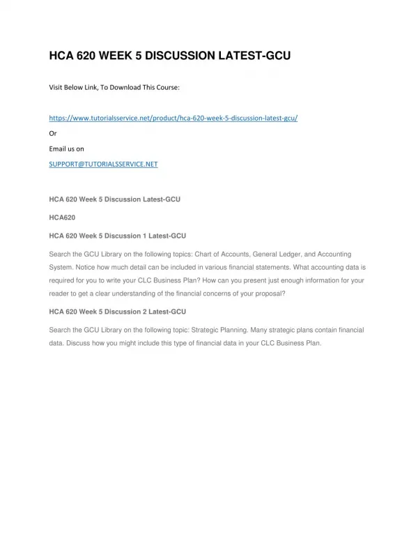 hca 620 week 5 discussion latest gcu
