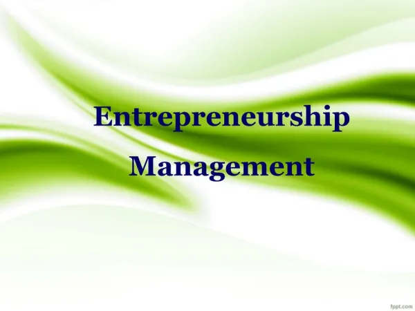entrepreneurship management
