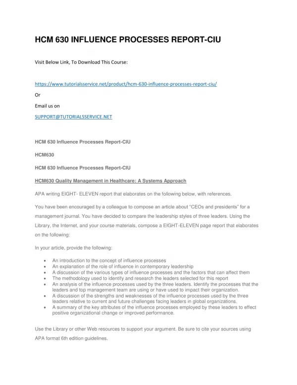 hcm 630 influence processes report ciu