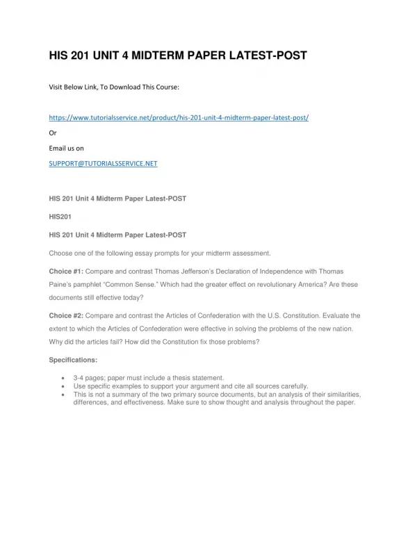 his 201 unit 4 midterm paper latest post