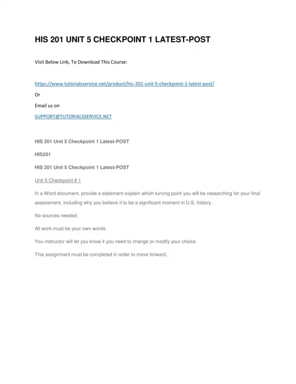 his 201 unit 5 checkpoint 1 latest post