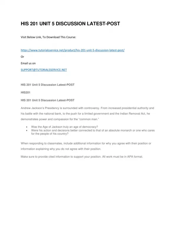 his 201 unit 5 discussion latest post