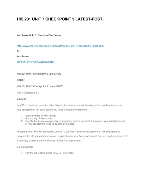 his 201 unit 7 checkpoint 3 latest post