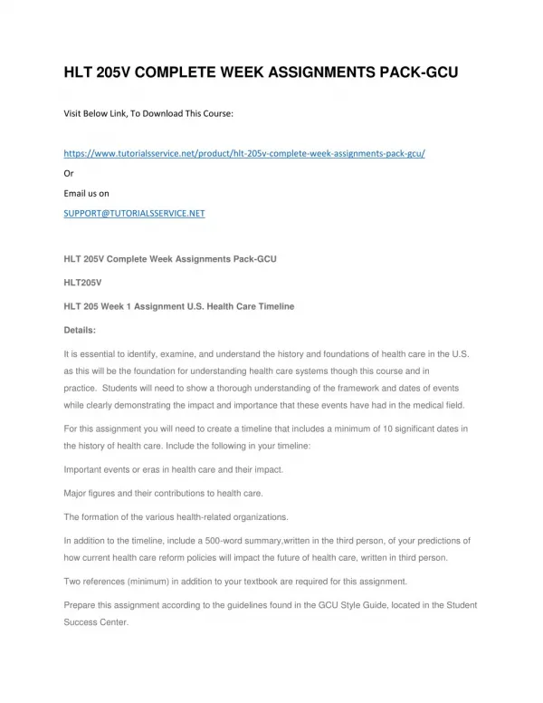 hlt 205v complete week assignments pack gcu