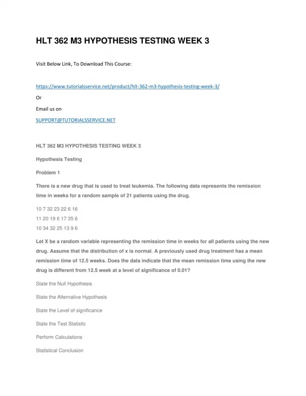 hlt 362 m3 hypothesis testing week 3