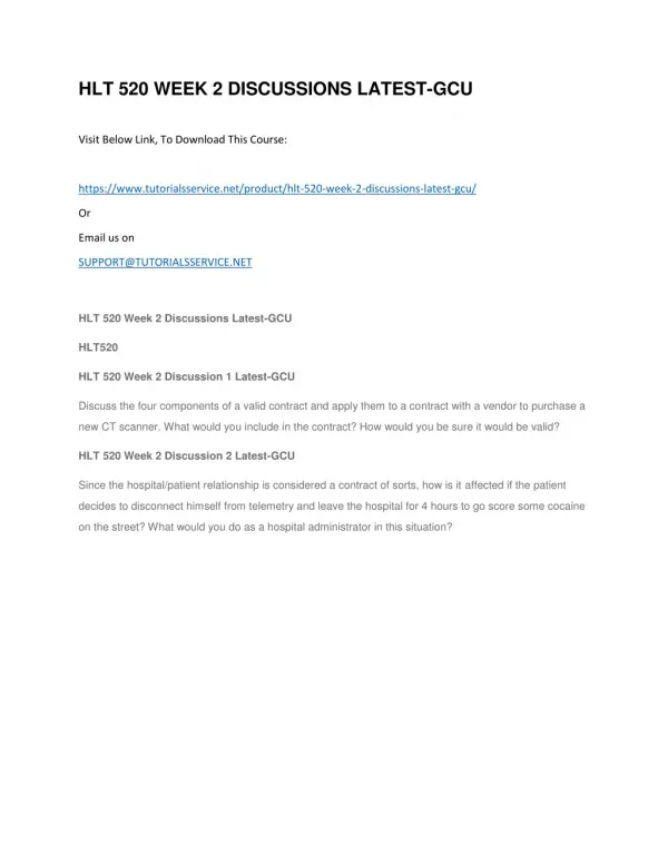 hlt 520 week 2 discussions latest gcu
