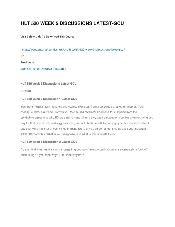 hlt 520 week 5 discussions latest gcu